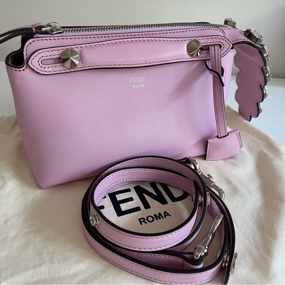NEW Fendi Vitello Dolce Crystal Croc Tail Mini By The Way Boston Bag Pink - Picture 3 of 17